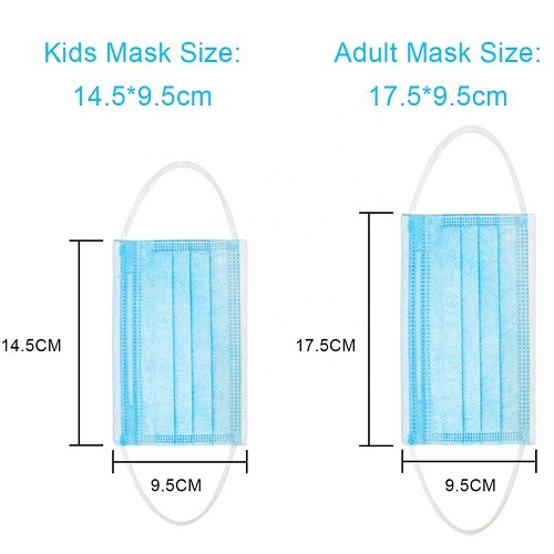 Plastic Covered Aluminum Earloop Disposable Face Mask 14.5 x 9.5cm
