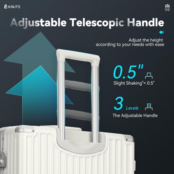 Zipperless Luggage with 8 Wheels 20inch Hard Shell Suitcase with PC+ABS TSA Lock 4 Metal Corner White