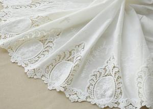 Cheap Cotton White Crochet Lace Fabric / Embroidered Lace Fabric For Home Textile 130cm wholesale