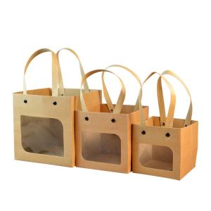 Square Handbag Cardboard Gift Packaging Box PVC Transparent Window