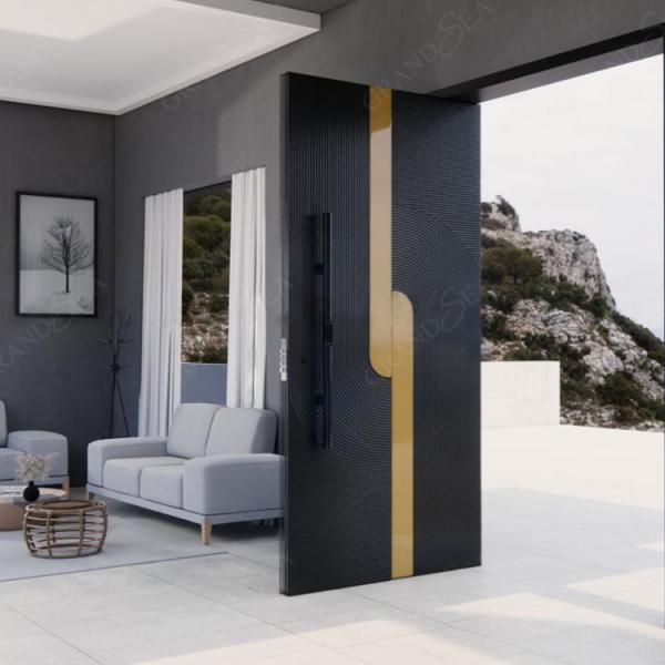 Italian Front Door Design Villa Pivot Entrance Security Luxury Front Pivot Door Modern Entry Black Porta Aluminum Pivot Door
