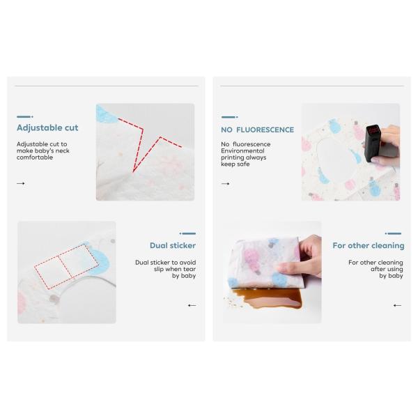 Portable Waterproof Teething Bibs Ultra Soft Time Saving Hygienic