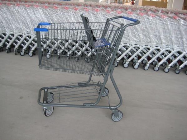 Quality Supermarket Wire Shopping Basket With Wheels , Commercial Shopping Trolley for sale