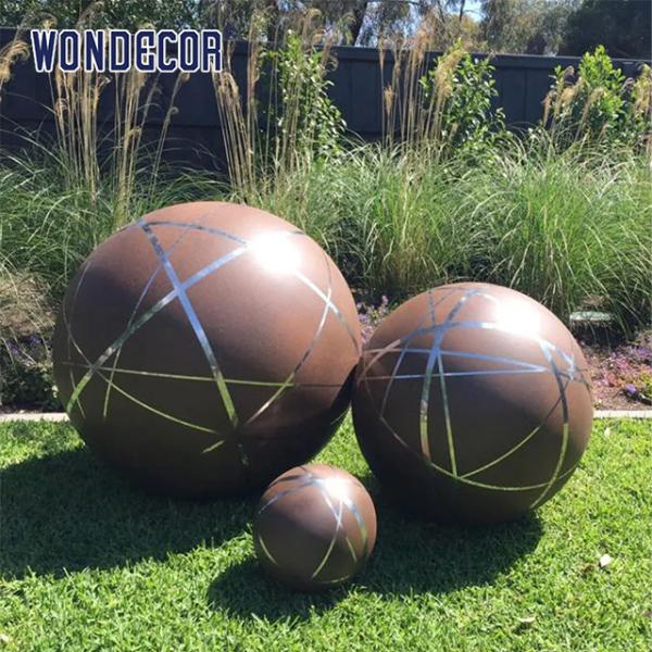 WONDERS Corten Steel Sculpture Outdoor Spherical Garden Sculpture