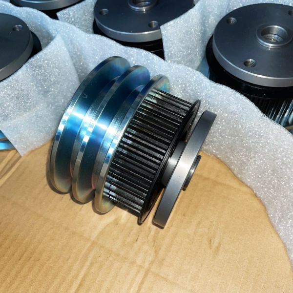 Heavy-Duty 45# Steel Synchronous Pulley, 2-Groove Precision-Machined Assembly