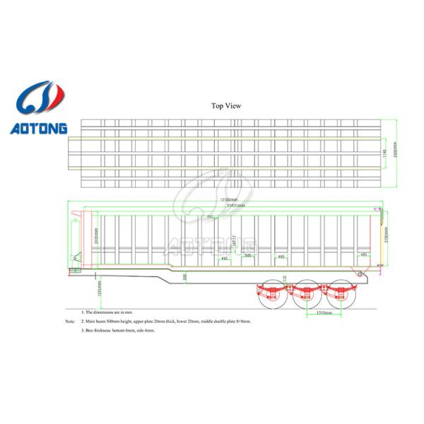 50 tons 3 axle self discharge tipping truck trailers with and HAVY hydraulic cylinder