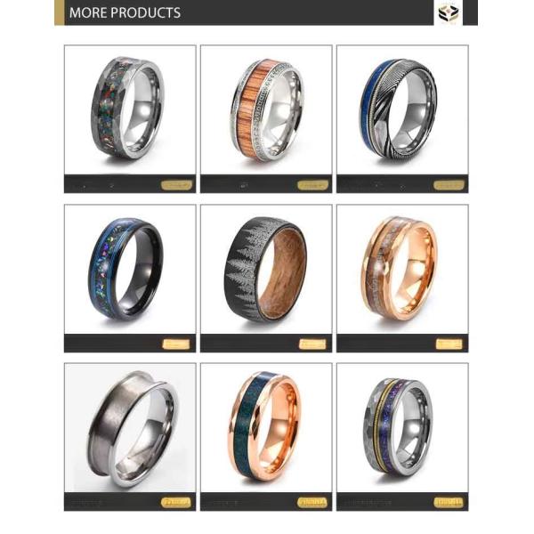 Unisex 8mm Black Tungsten Wedding Ring with Whiskey Barrel Wood Deer Antler Inlay Comfort Fit Sample Making