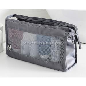 China Factory direct hot sale clear toiletry bag polyester and mesh makeup bag eco beauty cosmetic bag on sale