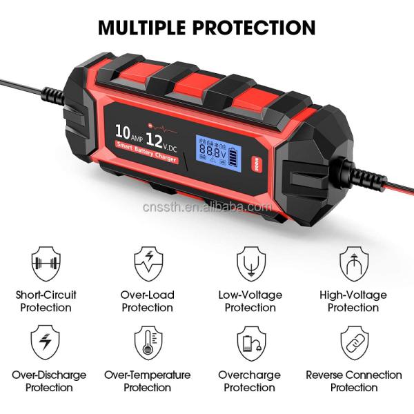 IP65 12V 10A Portable Car Battery Charger With 1M Cable Length And Jump Starting
