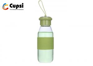 Travel Type Glass Water Bottle With Silicone Sleeve 350ml  Eco Friendly