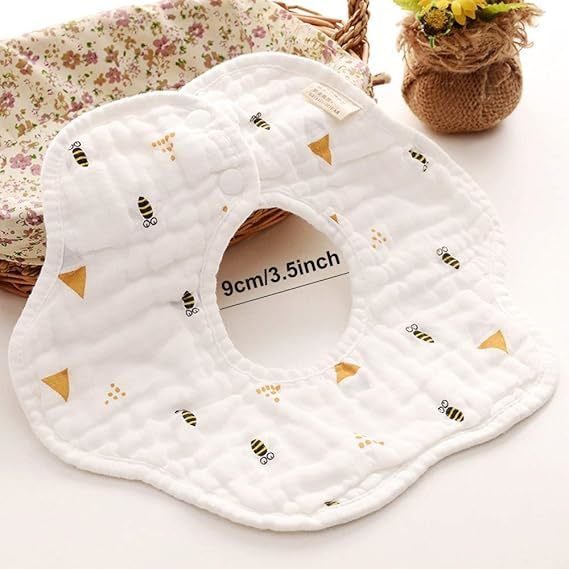 6-Piece Absorbent Muslin Bibs Skin Friendly Multiple Colors For Easy Washing