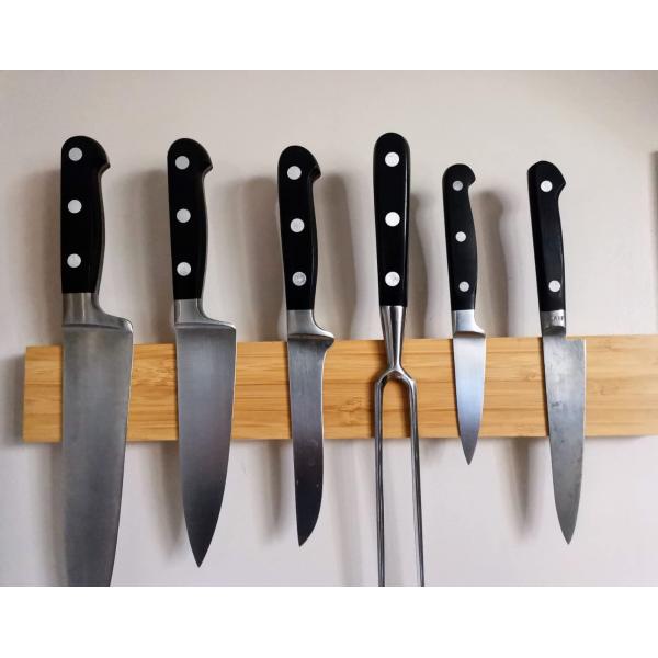 Oak Wood Magnetic Knife Holder Wall Mount Space-Saving Kitchen Accessory 680-995g