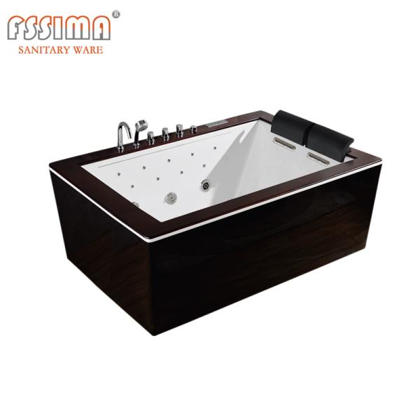 1800x700 Freestanding SPA Massage Bathtub Indoor 2 Person Black And White