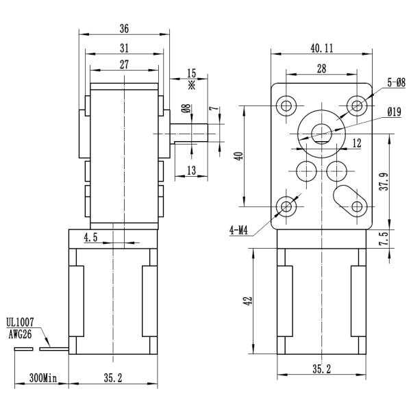 Customized D Shaft 35HS42 NEMA 14 35mm Hybrid Stepper Motor With Worm Gearbox