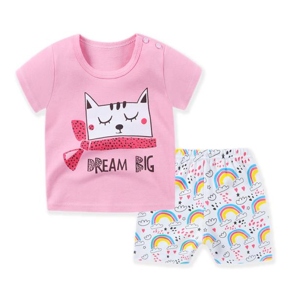 Children's Outfit Sets Short-Sleeved Shorts Cotton Kids Home Wear Suit