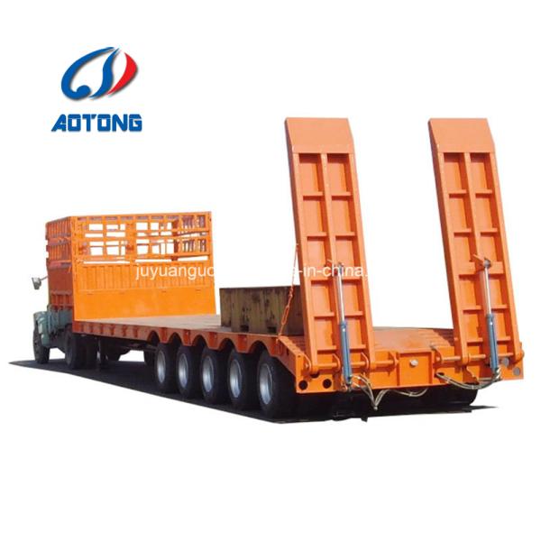 Low Bed Trailers Semi Truck Trailer 60 Ton Lowboy Trailer 3 Axles Excavator Carrier Truck