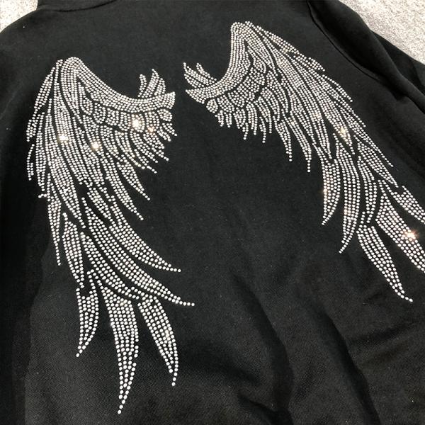 Customized Logo Embroidery Full Zip Up Rhinestone Hoodie Oversized Heavyweight For Men