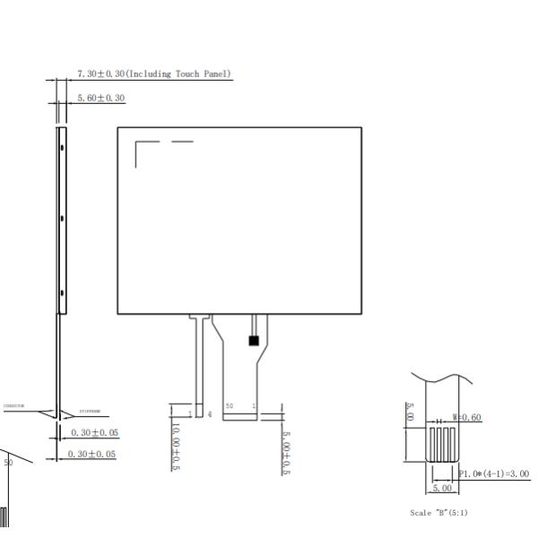 8 inch TFT-LCD for Embedded Systems and Industrial Devices, TFT LCD Display 8" 800x600 RGB 50 Pin with Resistive Touch