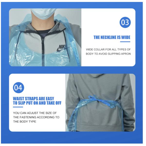 Customized Bulk Pack Disposable Polyethylene Apron With Smooth Surface
