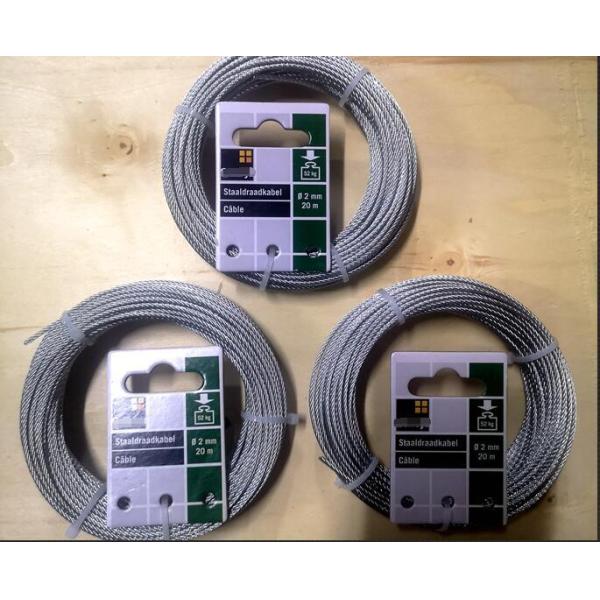2.0mm 20m 7x7 Structure Galvanized Steel Wire Rope for Safe Protection