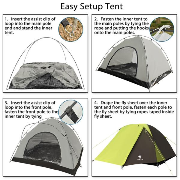 3-4 Person Outdoor Backpacking Custom Green Waterproof Hiking Camping Tent Duckbill