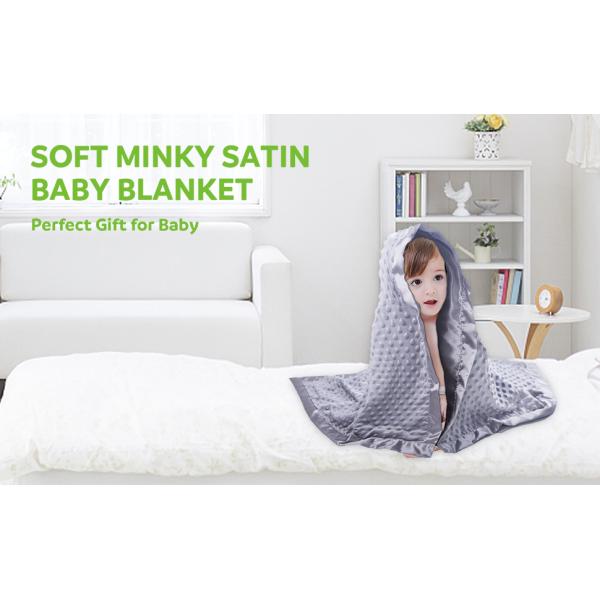 Baby Soft Minky Dot Blanket Grey 40*30 Inches Multifunctional Blanket With Silky Satin Backing