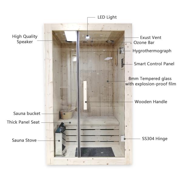 Purely Dry Solid Wood Wet Steam Sauna Room