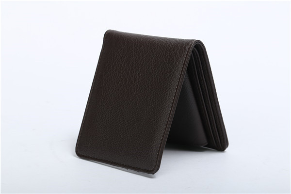 Black Men PU Leather Wallet With Coin Pocket Two Layer Portable 12.5*8.5 Cm