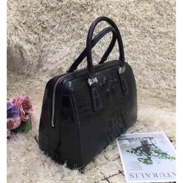 Genuine Real Alligator Skin Women Boston Purse Lady Handbag Exotic Authentic Crocodile Leather Female Cross Shoulder Bag