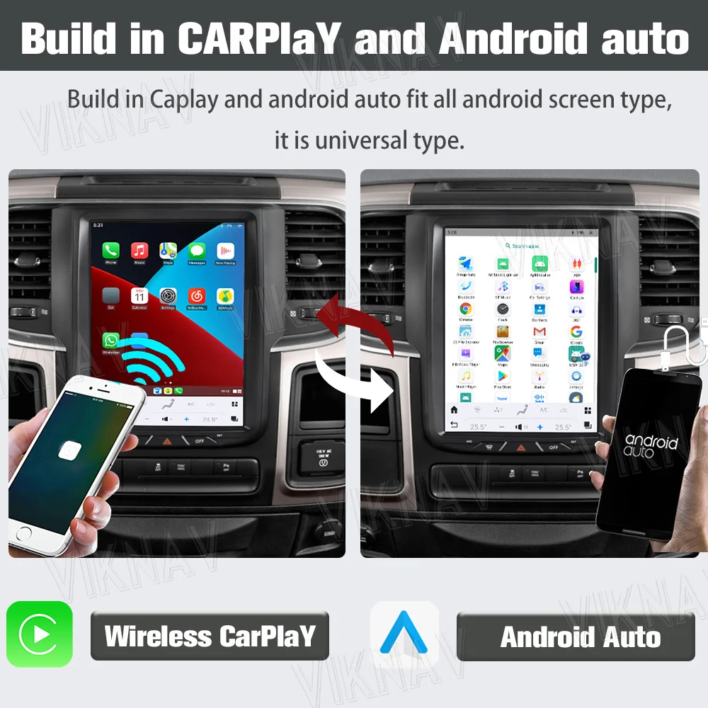 VIKNAV 10.5 inch For Dodge Ram 1500 (2013-2018) Automatic Touch Screen Android Radio Head Unit