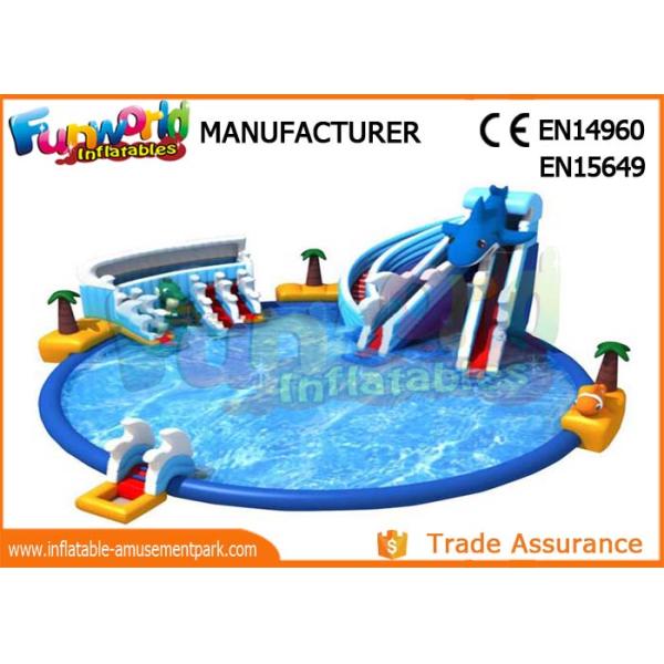 Funworld Large Inflatable Water Slide With Swimming Pool Pvc Tarpaulin
