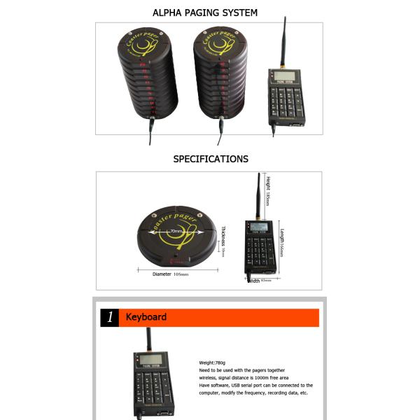 wireless FM modulation waterproof long range signal pocsag coaster pager for clinic or restaurant