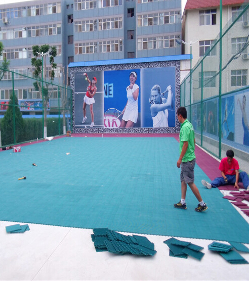 Anti Slip Interlocking Sports Tiles Tennis Court Material Outdoor Sport Carpet