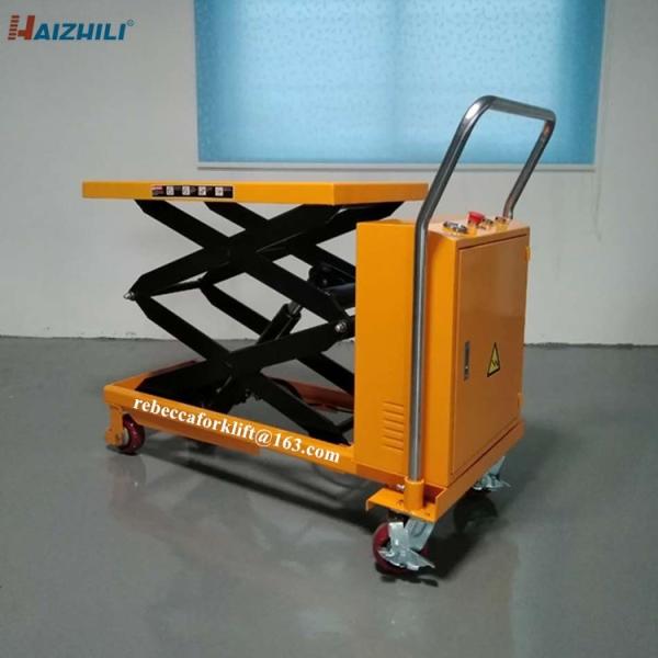 Factory direct sell portable 350kg electric scissors lift table cart with 1500mm lifting height