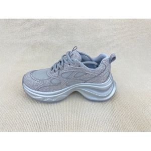 Women fashion walking shoes with bling rhinestone breathable upper grey