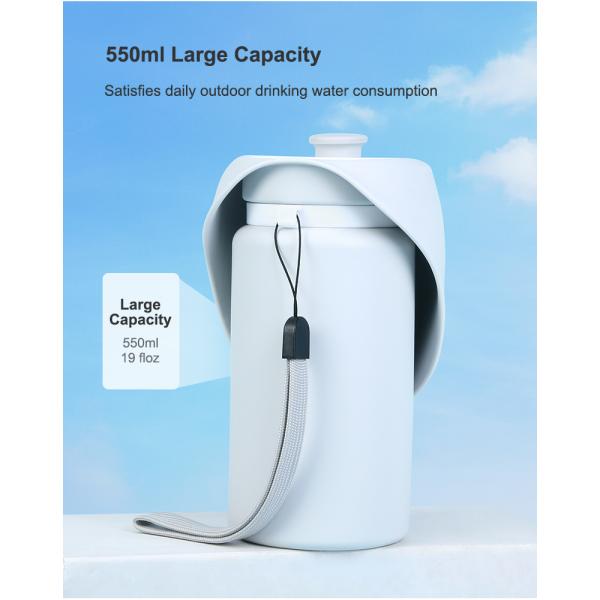 Outdoor 550ml 19oz Dog Water Bottle Dispenser White Collapsible Dog Water Feeder