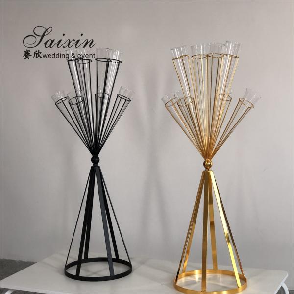 Gold Wedding Flower Vase Stand Chic Wedding Centerpieces Glass Metal Column 100CM