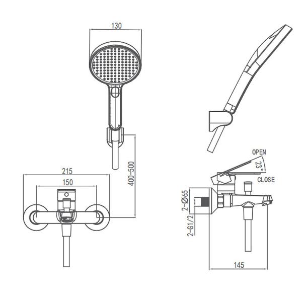 Handshower Factory Supply Wall Mounted Round Shape Hand Shower ABS With Faucet Household