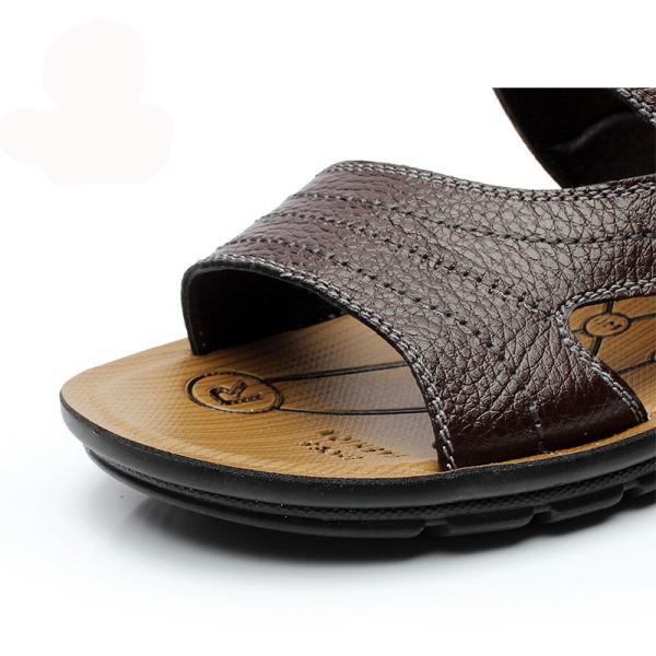 2 In 1 Mens Handmade Leather Sandals Chocolate Brown Sandals For Summer
