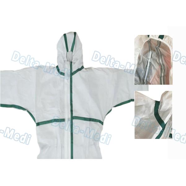Safe Disposable Coverall Suit , SMS Disposable Blue Coveralls With Hood / Boots Integral