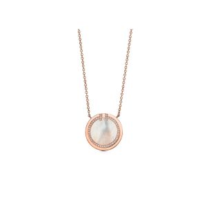 0.05ct Diamond And Mother Of Pearl Circle Pendant 18k Rose Gold material OEM
