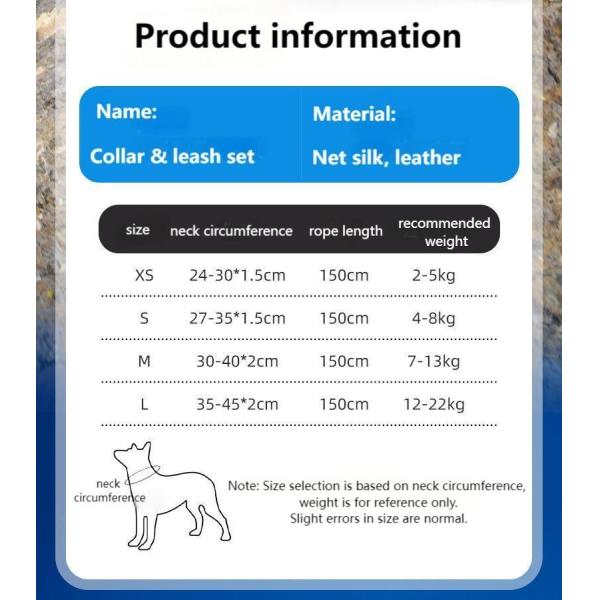 Small and medium-sized dog collar traction set anti-breakaway pet collar dog traction rope