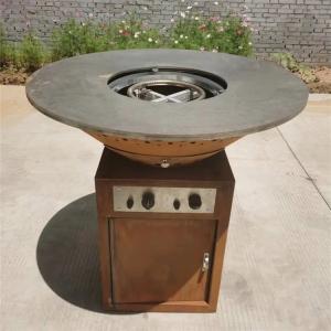 Cheap 100cm Outdoor Commercial Barbecue Grill Corten Steel Gas BBQ Fire Pit wholesale