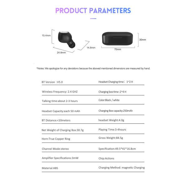 Q2 Blue tooth in-Ear Headset Earbud V5.0 Noise Cancelling Invisible Outdoor Sports TWS Earphone Headphone for Cell Phone