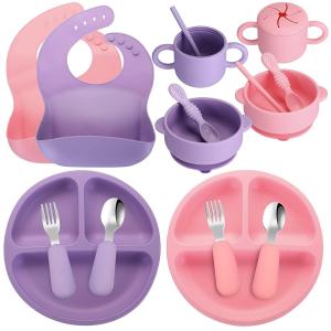 China Reusable Thickened Silicone Baby Feeding Set , Nontoxic Suction Cup Plates And Bowls on sale