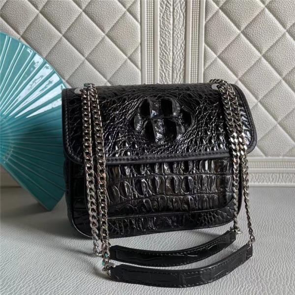 Authentic Crocodile Skin Women Flap Purse Genuine Alligator Leather Lady Chain Bag Female Single Cross Shoulder Bag