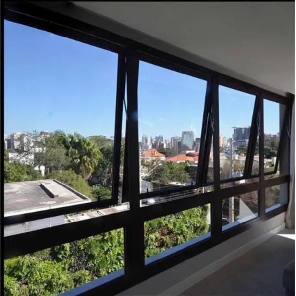 Black and White Double Glazed Aluminum Alloy Awning Windows with 8-Way Seal