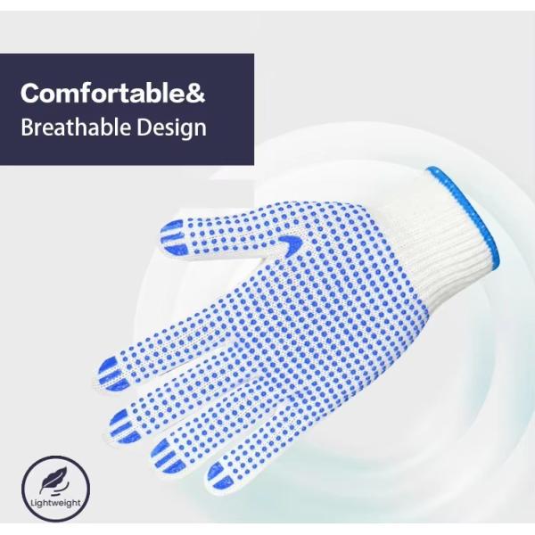 Wholesale Price Work Nylon PVC Polka Dots Gloves Knit White Cotton Personal Safety Gloves