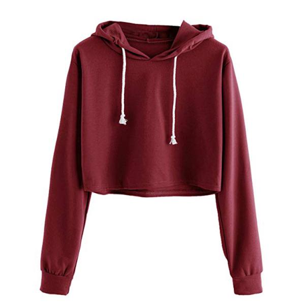 100% Cotton Women Crop Top Hoodie 300gsm Woman Sweatshirt