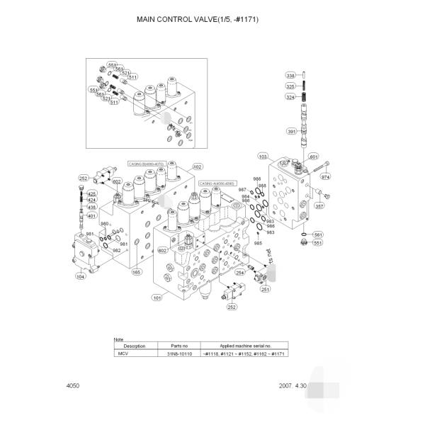 HYUNDAI Excavator Spare Parts R290LC-7 R305LC-7 31N8-10110 Hydraulic Main Control Valve